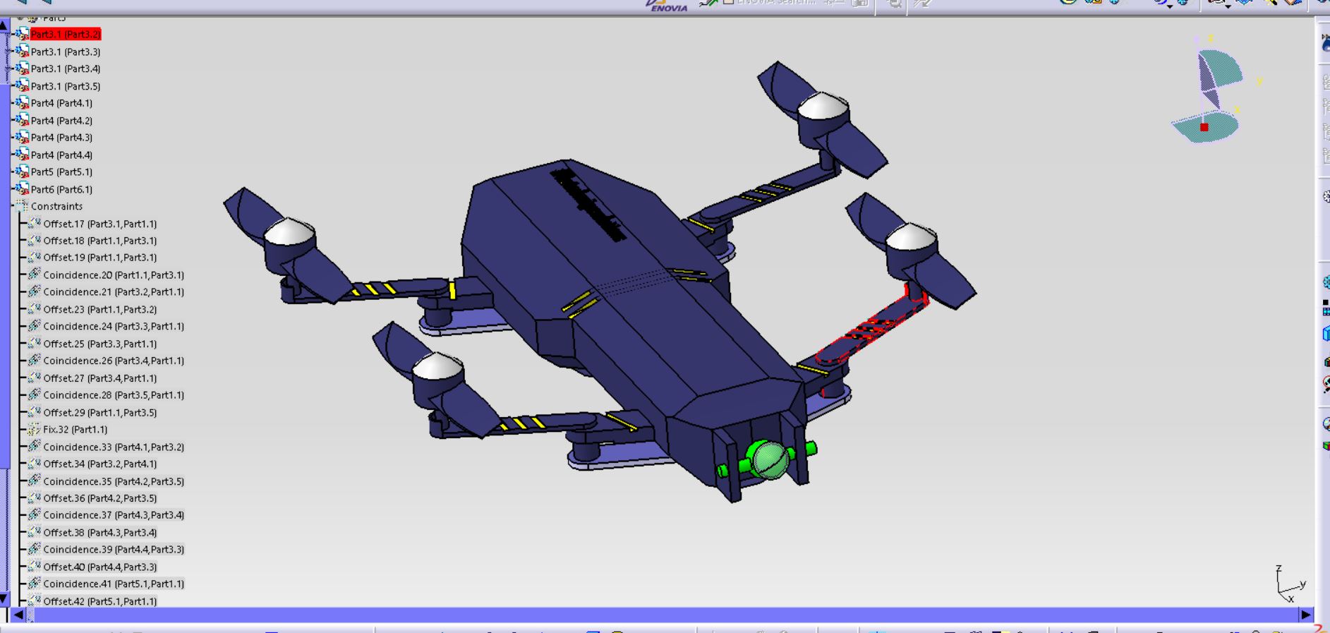 catia 中无人机的三维建模